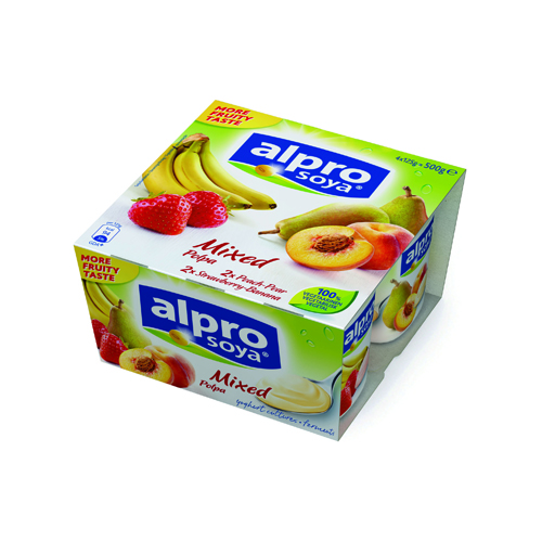 Alpro Soya Smooth med jordbær/banan og fersken/pære