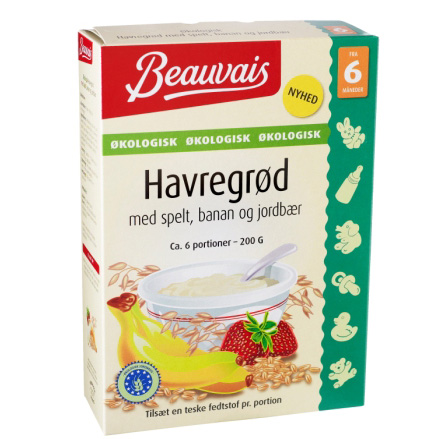 Beauvais Havregrød med spelt, banan og jordbær – fra 6 mdr.